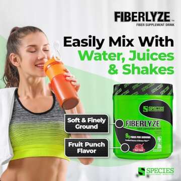 Species Nutrition Fiberlyze Fiber Supplement, Psyllium Based Soluble & Insoluble Fiber Powder for Healthy Colon, Digestive Functions (Fruit Punch, 30 Servings)