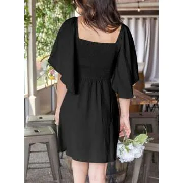 Dokotoo Womens Dresses 2025 Spring Summer Deep V Neck Elegant Bow tie Mini Dress S-XL