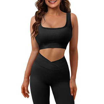 JZC Ribbed Women's Seamless Workout Outfit for Activewear