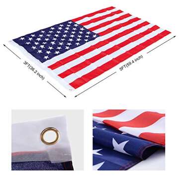 14 Gauge 20FT Telescoping Flag Pole Kit, Heavy Duty In Ground Telescopic Flag Poles with 3x5 American Flag, Outdoor Old Glory Flagpole Kits for Outside, Yard, Residential or Commercial