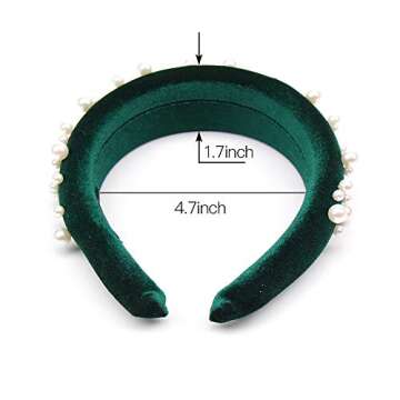 Padded Headbands Velvet Pearl Womens 90s Black Hair Accessories Statement Fashion Retro Grace Elegan...