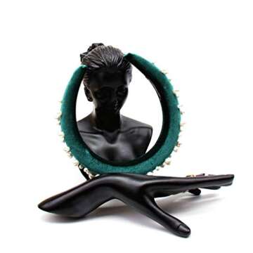 Padded Headbands Velvet Pearl Womens 90s Black Hair Accessories Statement Fashion Retro Grace Elegant Wide Plastic Hairbands For Woman (green)