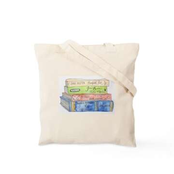 CafePress Jane Austen Books Tote Bag Reusable Natural Beige Canvas Shopping Bag