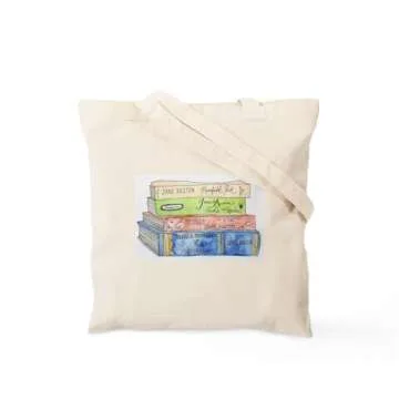 CafePress Jane Austen Books Tote Bag Reusable Natural Beige Canvas Shopping Bag