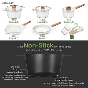 Ultra Non-Stick 15-Piece Cookware Set PFOA Free All Cooktops