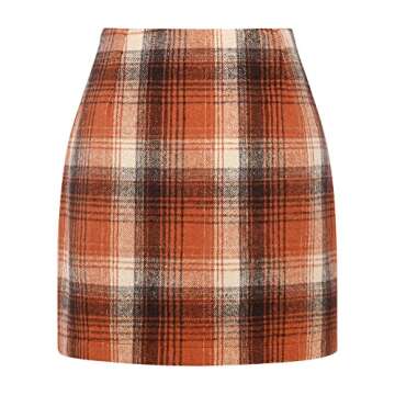 Fall Skirts for Women 2024 High Waisted Plus Size Winter Tartan Tweed Corduroy Wool Plaid Mini Skirt...