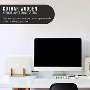 Kothar Wooden Vertical Laptop Stand for All Laptops