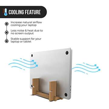 Kothar Wooden Vertical Laptop Stand for All Laptops