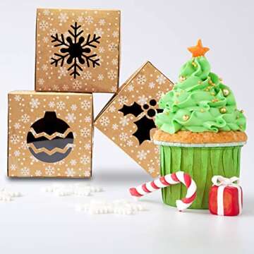 VEYLIN 24Pack Christmas Bakery Boxes for Festive Gifting