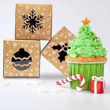 VEYLIN 24Pack Christmas Bakery Boxes for Festive Gifting
