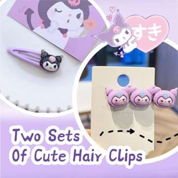 LAMPYRIS Cute Kuromi Hair Accessories Gift Set for Girls