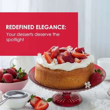 Amici Home Diamond Footed Glass Cake Stand | Round Vintage Style Cake Plate | Serving Platter for Cu...