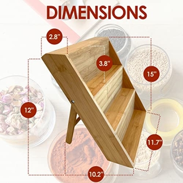 Pacific Moon Tree Bamboo Spice Rack - 3-Tier Organizer