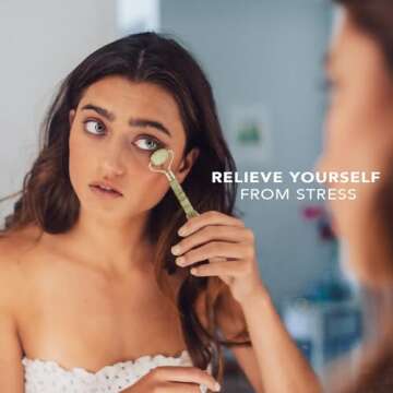 Kitsch Jade Face Roller - Jade Roller for Face | Genuine Jade Facial Roller | Anti Aging Face Roller Skin Care | Face Rollers & Eye Roller for Relaxation | Jade Roller for Wrinkles, Holiday Gift