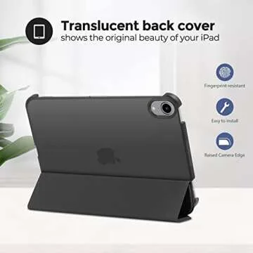 ProCase Smart Case for iPad Mini 7 A17 Pro 2024/iPad Mini 6 2021 8.3 Inch iPad Mini 7th/6th Gen Case, Hard Back Cover for iPad Mini 8.3" 7th Gen A2995/A2996/A2993/6th Gen A2567 A2568 A2569 -Black