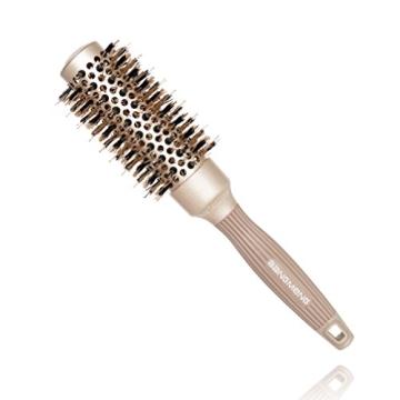 BANGMENG Round Barrel Anti-Static Hair Brush with Boar Bristles for Effortless Hair Styling