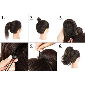 CJL HAIR Claw Clip Ponytail Extension Drawstring Black Short Curly Wavy Fake Faux Pony tails 12 Inch Synthetic Heat Friendly Fiber Hair Pieces for Women Girls Kids