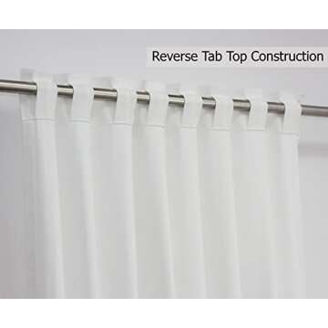 COTTON CRAFT White Curtain Window Panel Drapes - Set of 2 - Thick Cotton Duck Fabric Reverse Tab Top Window Treatment - Bonus Tie Backs - Clean Crisp Elegant Look - Bedroom Living Room - 50 W x 96 L