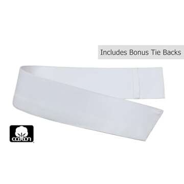 COTTON CRAFT White Curtain Window Panel Drapes - Set of 2 - Thick Cotton Duck Fabric Reverse Tab Top Window Treatment - Bonus Tie Backs - Clean Crisp Elegant Look - Bedroom Living Room - 50 W x 96 L