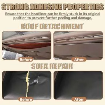 Headliner Repair Glue 100ml, Flexible Car Roof Liner Adhesive, Clear Upholstery Glue for Cars, with Brush, Suitable for Automotive interiors, Fabric, Leather