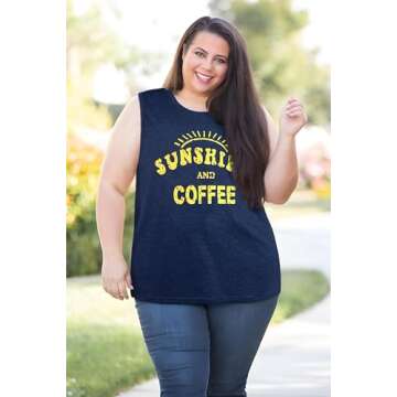 Tank Tops for Women Summer Sunshine and Coffee Graphic T-Shirts Sleeveless Casual Ladies Loose Tunic...