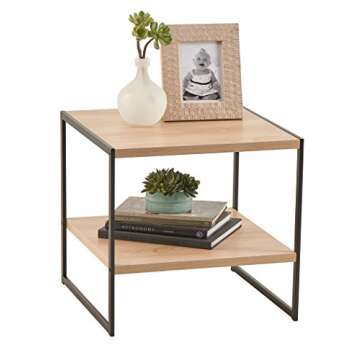 ClosetMaid 1310 2- Tier Square Wood Side Table with Storage Shelf, Natural