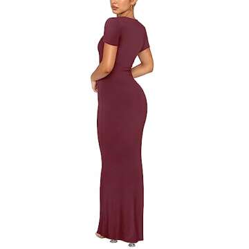 REORIA Elegant Burgundy Maxi Dress for Any Occasion