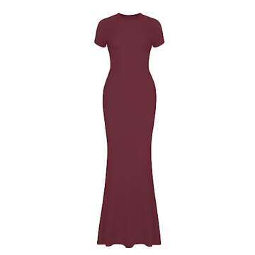 REORIA Elegant Burgundy Maxi Dress for Any Occasion