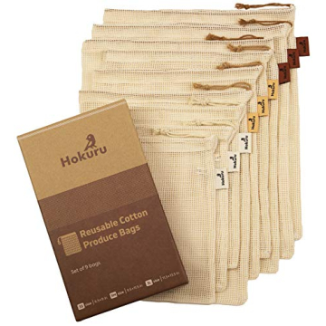 HOKURU Eco-Friendly Reusable Produce Bags Set of 9