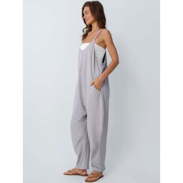 AUTOMET Jumpsuits for Women Casual Summer Outfits Rompers Comfy Y2k Loose Baggy Trendy Overalls Jumpers Fashion Clothes 2025 Gray M