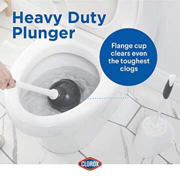 Clorox Toilet Brush & Plunger Set with Caddy for Bathrooms