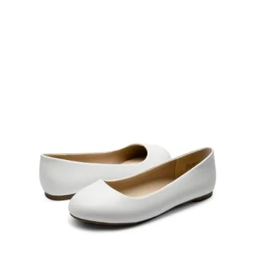 DREAM PAIRS Women's White Pu Ballerina Flats for Stylish Comfort