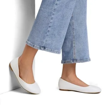 DREAM PAIRS Women's White Pu Ballerina Flats for Stylish Comfort