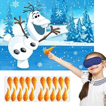 HRENCY Pin The Nose on The Snowman Game for Kids Christmas Party Game for Kids Snowman Pin Game with 24Pcs Nose Stickers Birthday Party Supplies Activities