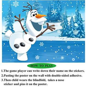 HRENCY Pin The Nose on The Snowman Game for Kids Christmas Party Game for Kids Snowman Pin Game with 24Pcs Nose Stickers Birthday Party Supplies Activities