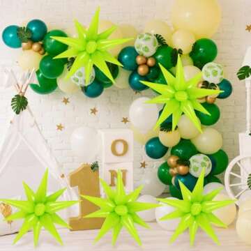 60 Pcs Fruit Green Star Foil Balloons for Celebrations