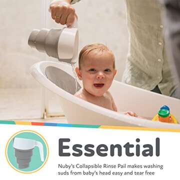 Nuby Collapsible Rinse Pail for Baby Bath Time - Collapsible Bucket with Easy Grip Handle to Rinse B...