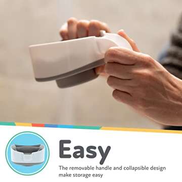 Nuby Collapsible Rinse Pail for Baby Bath Time - Collapsible Bucket with Easy Grip Handle to Rinse Baby Shampoo and Soap - Baby Essentials