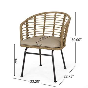 Christopher Knight Home Randy Outdoor Dining Chair Sets, Beige + Light Brown + Black