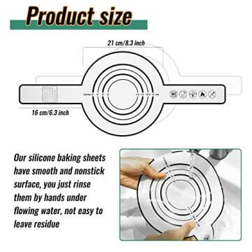 2 Pieces Silicone Baking Mat for Dutch Oven Bread Baking Non-stick Baking Mat with Long Handle 8.3 Inch Reusable Silicone Baking Sheets Heat Resistant Baking Bread Pad for Dough Pastry (Black)