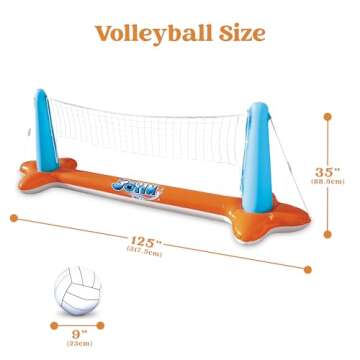 JOYIN XL Inflatable Pool Float Set, 125'' Volleyball Net & Basketball Hoops, Extra Large Floating Swimming Game Toy for Kids and Adults, Summer Floaties, Volleyball Court|Basketball, XL-Orange
