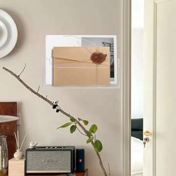Mail Holder for Table, Acrylic Letter Holder Box for Desk or Wall Mount, Mail Organizer Countertop, Clear