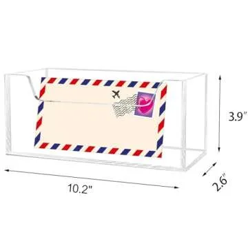 Mail Holder for Table, Acrylic Letter Holder Box for Desk or Wall Mount, Mail Organizer Countertop, Clear