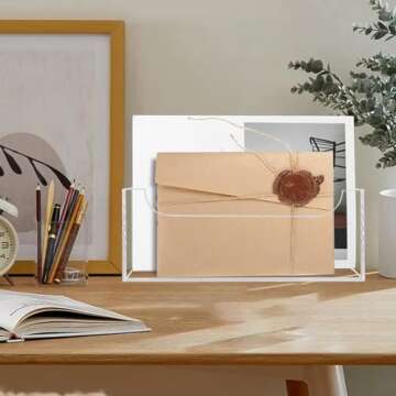 Mail Holder for Table, Acrylic Letter Holder Box for Desk or Wall Mount, Mail Organizer Countertop, Clear