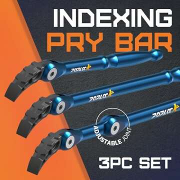 Poplock Indexing Pry Bar Set 3 Pieces, Adjustable Pry Bars, Double Push Lock Indexable Pry Bar, Doub...