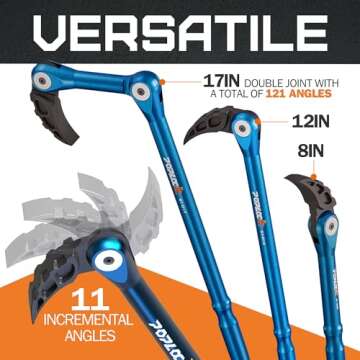 Poplock Indexing Pry Bar Set 3 Pieces, Adjustable Pry Bars, Double Push Lock Indexable Pry Bar, Double Join Design, Multi Position Pry Bar, Automotive Tools Prybar, Auto Body Prybars Set 8 12 17 Inch