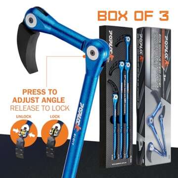 Poplock Indexing Pry Bar Set 3 Pieces, Adjustable Pry Bars, Double Push Lock Indexable Pry Bar, Double Join Design, Multi Position Pry Bar, Automotive Tools Prybar, Auto Body Prybars Set 8 12 17 Inch