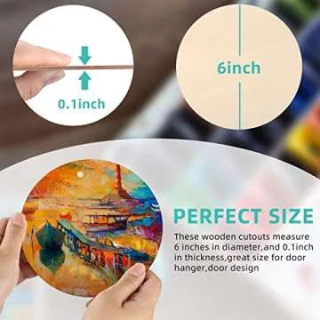 6 Pieces Round Wood Circles for DIY Crafting and Decor