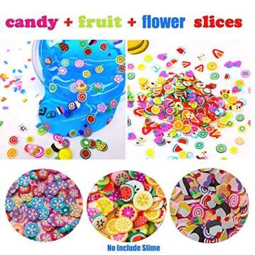 GONGYIHONG 130 Pack Slime Making Kits Supplies,Gold Leaf,Foam Balls,Glitter Shake Jars,Fishbowl Beads,Fruit Slices,Fake Sprinkles,Glitter Sequins Accessories, Sugar Papers (Slime Kits)