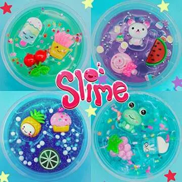 GONGYIHONG 130 Pack Slime Making Kits Supplies,Gold Leaf,Foam Balls,Glitter Shake Jars,Fishbowl Beads,Fruit Slices,Fake Sprinkles,Glitter Sequins Accessories, Sugar Papers (Slime Kits)